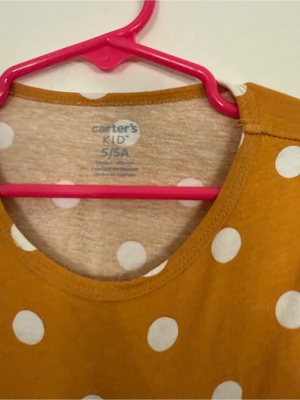 Carter's Mustard Yellow Polka Dot Long Sleeve Dress
